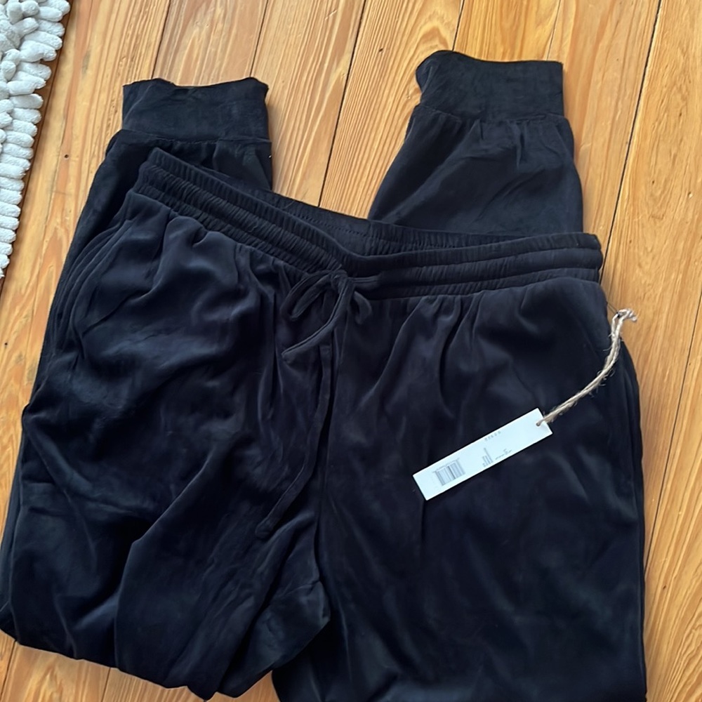 Rae Dunn Black Velvet Halloween Trick or Treat Pants - Picture 2 of 6